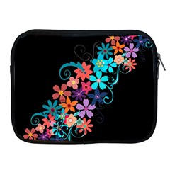 Coorful Flower Design On Black Background Apple Ipad 2/3/4 Zipper Cases by GabriellaDavid