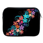 Coorful Flower Design On Black Background Apple iPad 2/3/4 Zipper Cases Front