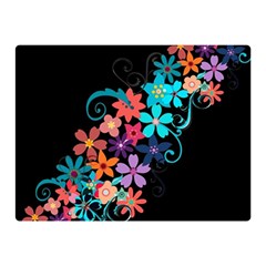 Coorful Flower Design On Black Background Double Sided Flano Blanket (mini)  by GabriellaDavid