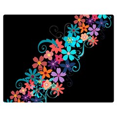 Coorful Flower Design On Black Background Double Sided Flano Blanket (medium)  by GabriellaDavid