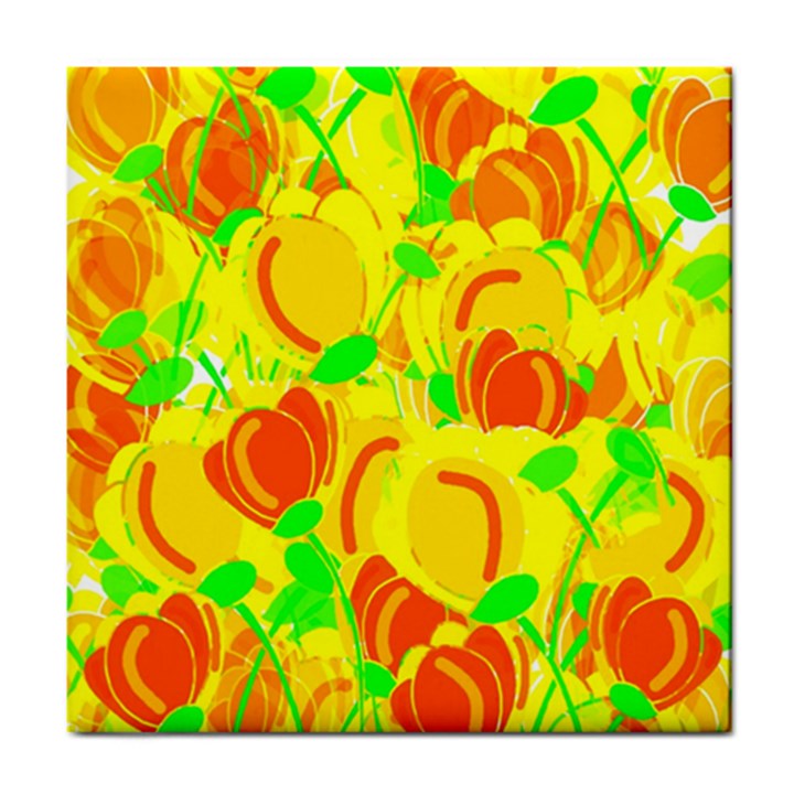 Yellow garden Tile Coasters