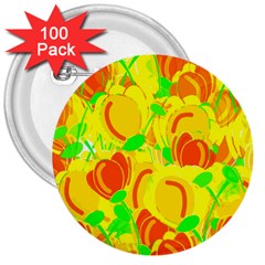 Yellow Garden 3  Buttons (100 Pack) 