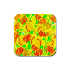 Yellow Garden Rubber Coaster (square)  by Valentinaart