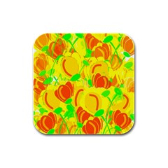 Yellow Garden Rubber Square Coaster (4 Pack) 