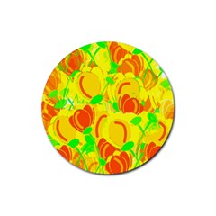 Yellow Garden Rubber Coaster (round)  by Valentinaart