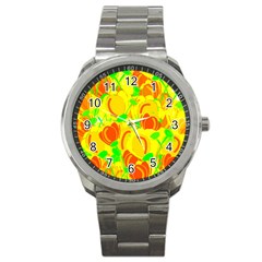 Yellow Garden Sport Metal Watch by Valentinaart