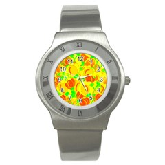 Yellow Garden Stainless Steel Watch by Valentinaart