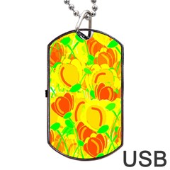 Yellow Garden Dog Tag Usb Flash (two Sides) 