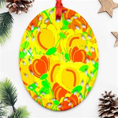 Yellow Garden Oval Filigree Ornament (2-side) 