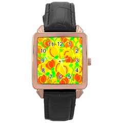 Yellow Garden Rose Gold Leather Watch 