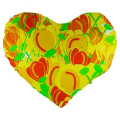 Yellow Garden Large 19  Premium Flano Heart Shape Cushions by Valentinaart