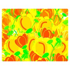 Yellow Garden Double Sided Flano Blanket (medium)  by Valentinaart