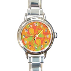 Orange Garden Round Italian Charm Watch