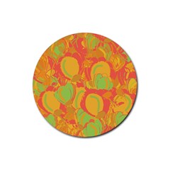 Orange Garden Rubber Coaster (round)  by Valentinaart