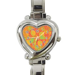 Orange Garden Heart Italian Charm Watch