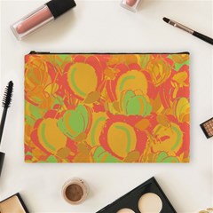 Orange Garden Cosmetic Bag (large)  by Valentinaart