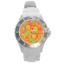 Orange Garden Round Plastic Sport Watch (l) by Valentinaart