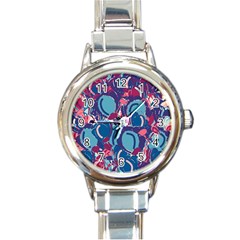 Blue Garden Round Italian Charm Watch