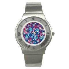 Blue Garden Stainless Steel Watch by Valentinaart