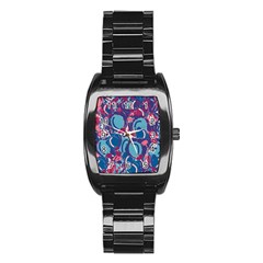 Blue Garden Stainless Steel Barrel Watch