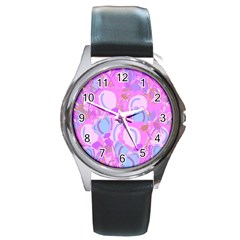 Pink Garden Round Metal Watch by Valentinaart