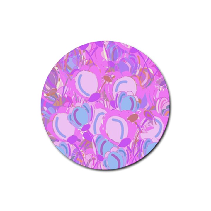 Pink garden Rubber Round Coaster (4 pack) 