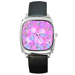 Pink Garden Square Metal Watch by Valentinaart