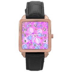 Pink Garden Rose Gold Leather Watch  by Valentinaart