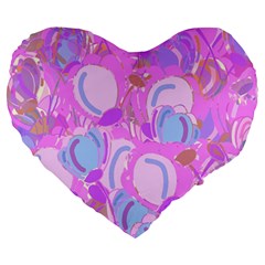 Pink Garden Large 19  Premium Flano Heart Shape Cushions