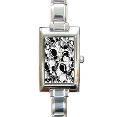 Black And White Garden Rectangle Italian Charm Watch