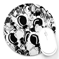 Black And White Garden Round Mousepads by Valentinaart