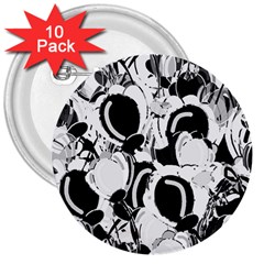 Black And White Garden 3  Buttons (10 Pack) 