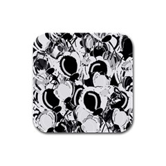 Black And White Garden Rubber Square Coaster (4 Pack) 