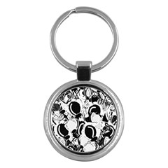 Black And White Garden Key Chains (round)  by Valentinaart