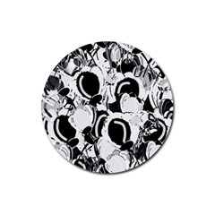 Black And White Garden Rubber Round Coaster (4 Pack)  by Valentinaart