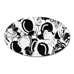 Black And White Garden Oval Magnet