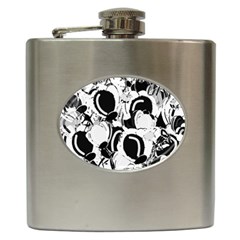 Black And White Garden Hip Flask (6 Oz)