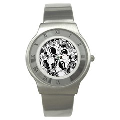 Black And White Garden Stainless Steel Watch by Valentinaart