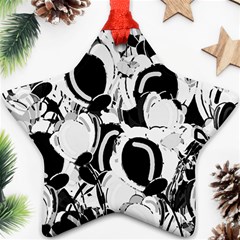 Black And White Garden Star Ornament (two Sides) 