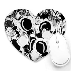 Black And White Garden Heart Mousepads by Valentinaart