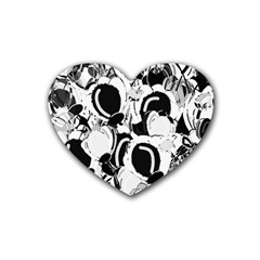 Black And White Garden Rubber Coaster (heart) 