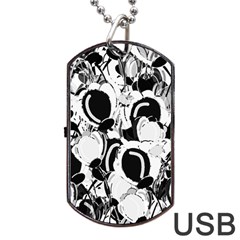 Black And White Garden Dog Tag Usb Flash (one Side) by Valentinaart