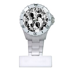 Black And White Garden Plastic Nurses Watch by Valentinaart