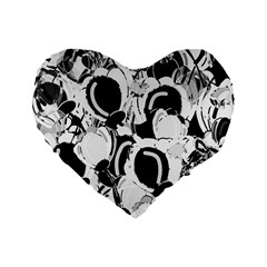 Black And White Garden Standard 16  Premium Flano Heart Shape Cushions