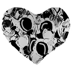 Black And White Garden Large 19  Premium Flano Heart Shape Cushions by Valentinaart