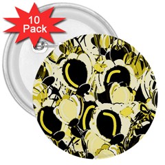 Yellow Abstract Garden 3  Buttons (10 Pack) 