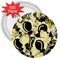 Yellow Abstract Garden 3  Buttons (100 Pack)  by Valentinaart