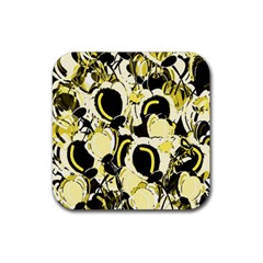 Yellow Abstract Garden Rubber Coaster (square)  by Valentinaart