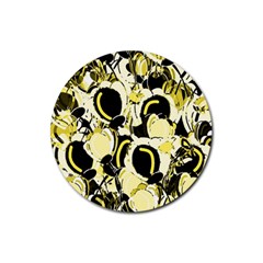 Yellow Abstract Garden Rubber Coaster (round)  by Valentinaart