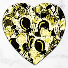 Yellow Abstract Garden Jigsaw Puzzle (heart) by Valentinaart